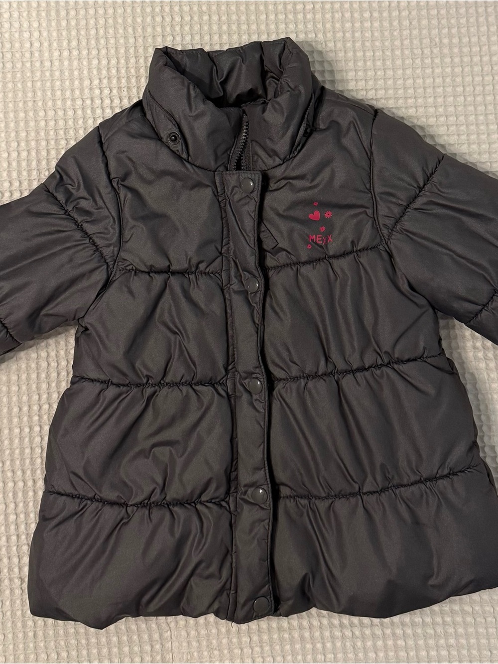Mexx dark grey Puffer Jacket with Pink Heart Logo